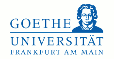 Logo Universität Frankfurt. Das Logo besteht aus dem Namen der Universität, sowie einer Goethe-Nüste